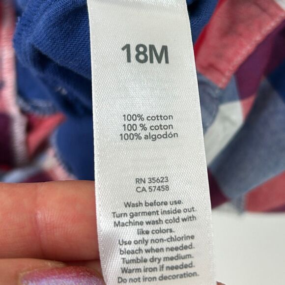 Carter's Child of Mine Red White Blue Checkered Plaid Baby Dress Bloomer 18 Mnth - Picture 7 of 8